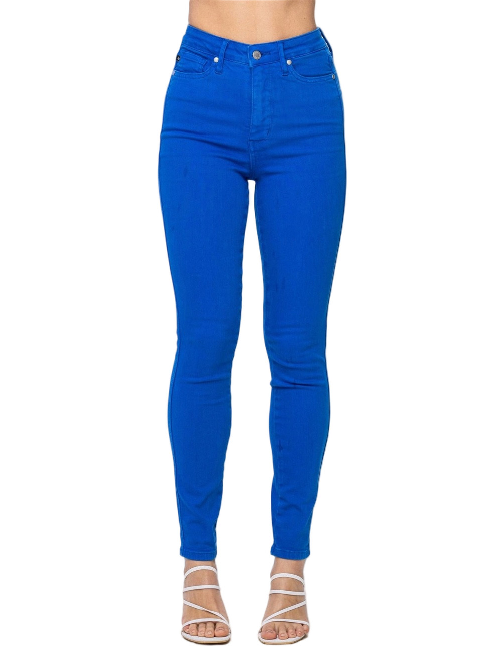 Judy Blue Tummy Control Skinny Jeans Cobalt Blue High Rise Stretch Size 15/32